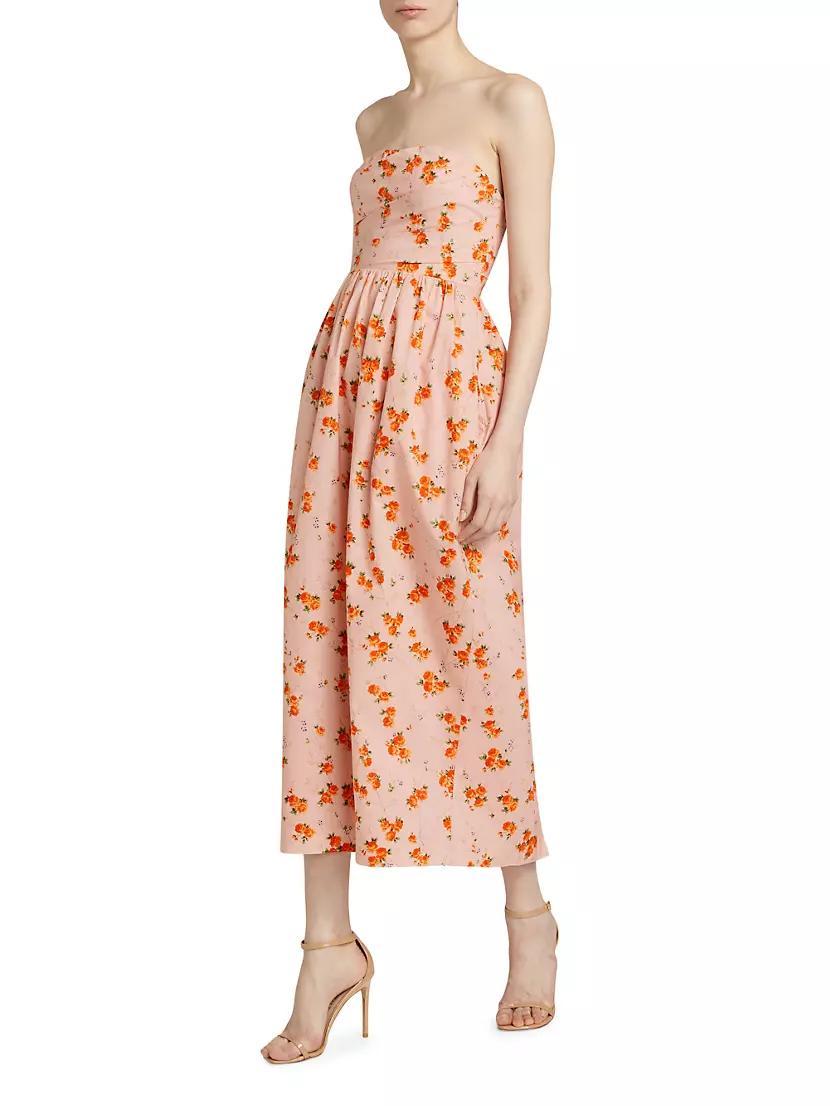 Luxie Floral Cotton Strapless Midi-Dress Product Image