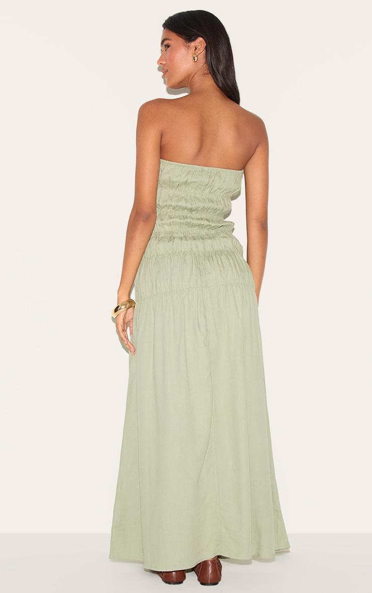 Sage Bandeau Ruched Detail Maxi Dress Product Image
