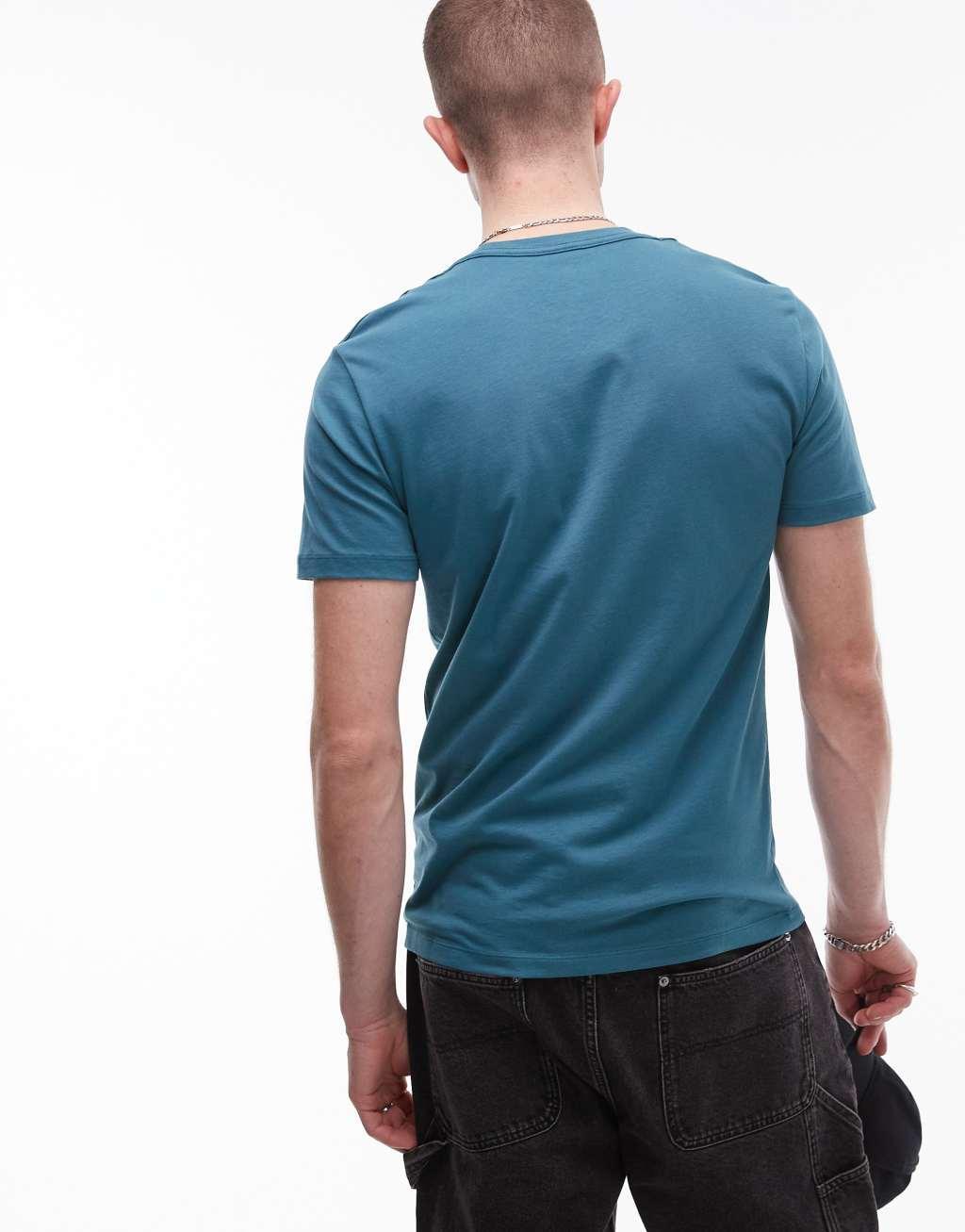AllSaints Brace brushed cotton T-shirt in dusty blue Product Image