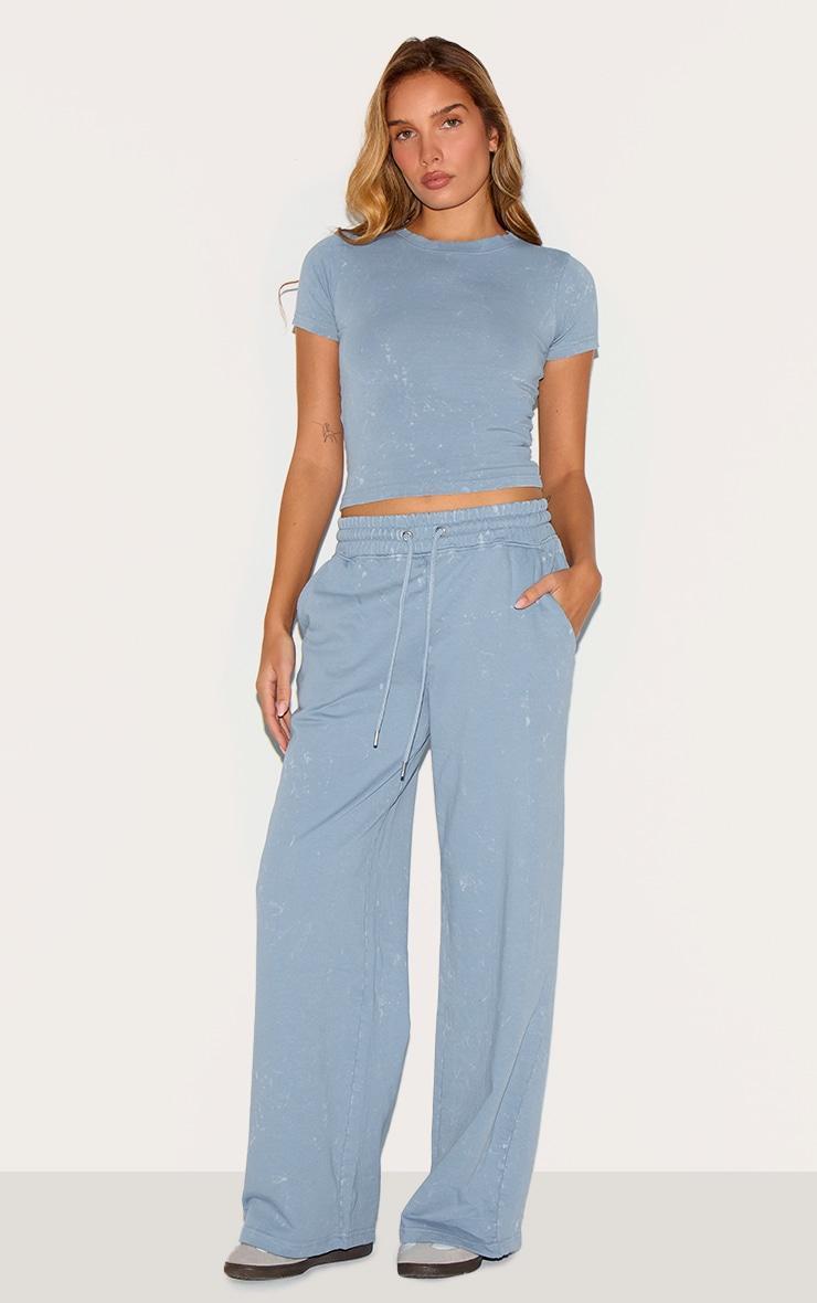  Blue Washed Low Rise Oversized Wide Leg Sweatpants Product Image