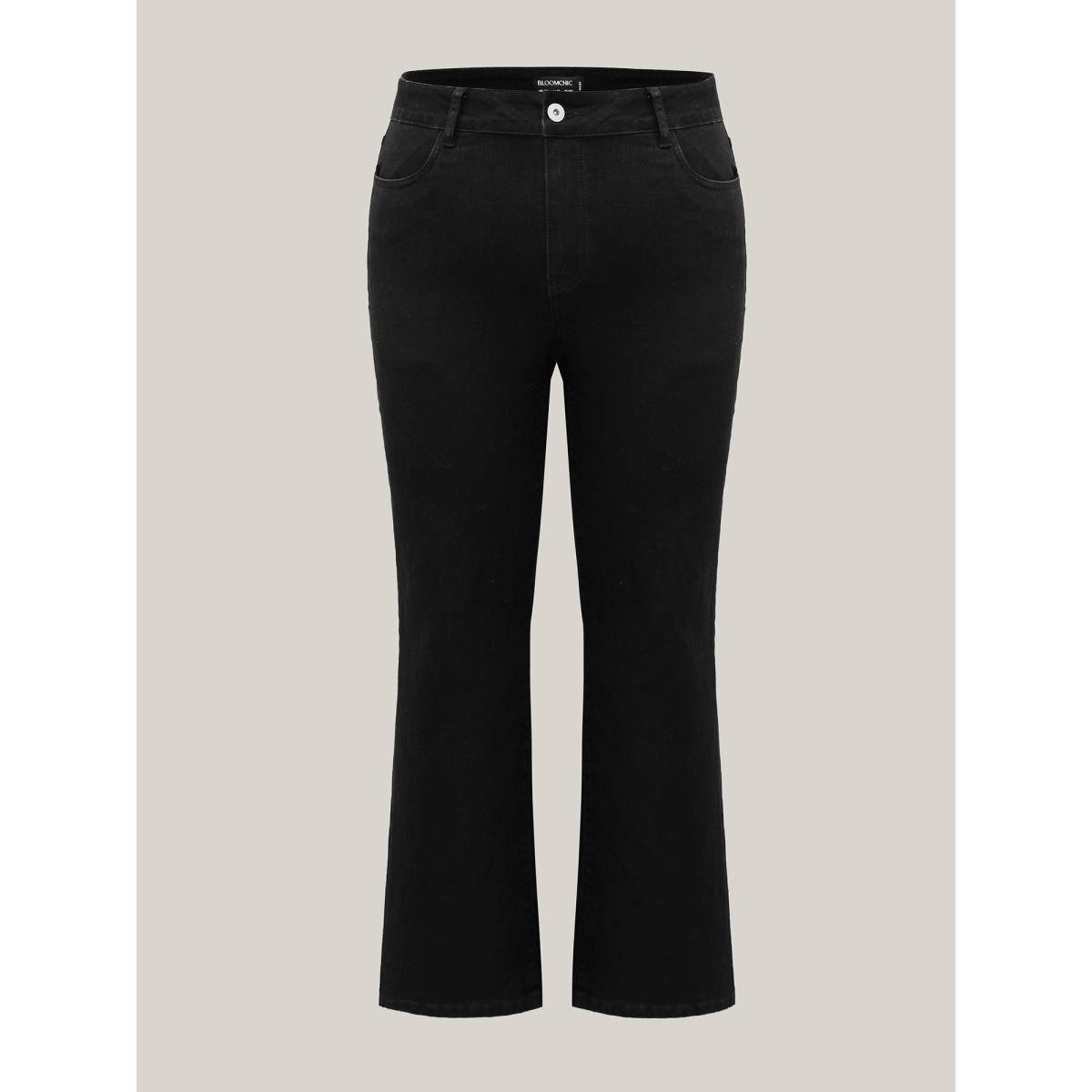 Plus Size Classic Straight-Leg High-Rise Jeans Women Denimblack Medium stretch Slanted pocket Jeans BloomChic 22/3X Product Image