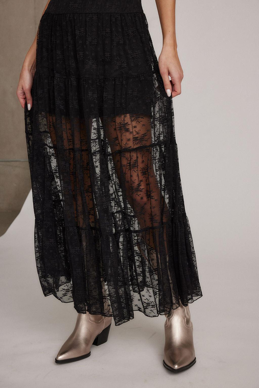 Willa Black Lace Maxi Dress Product Image