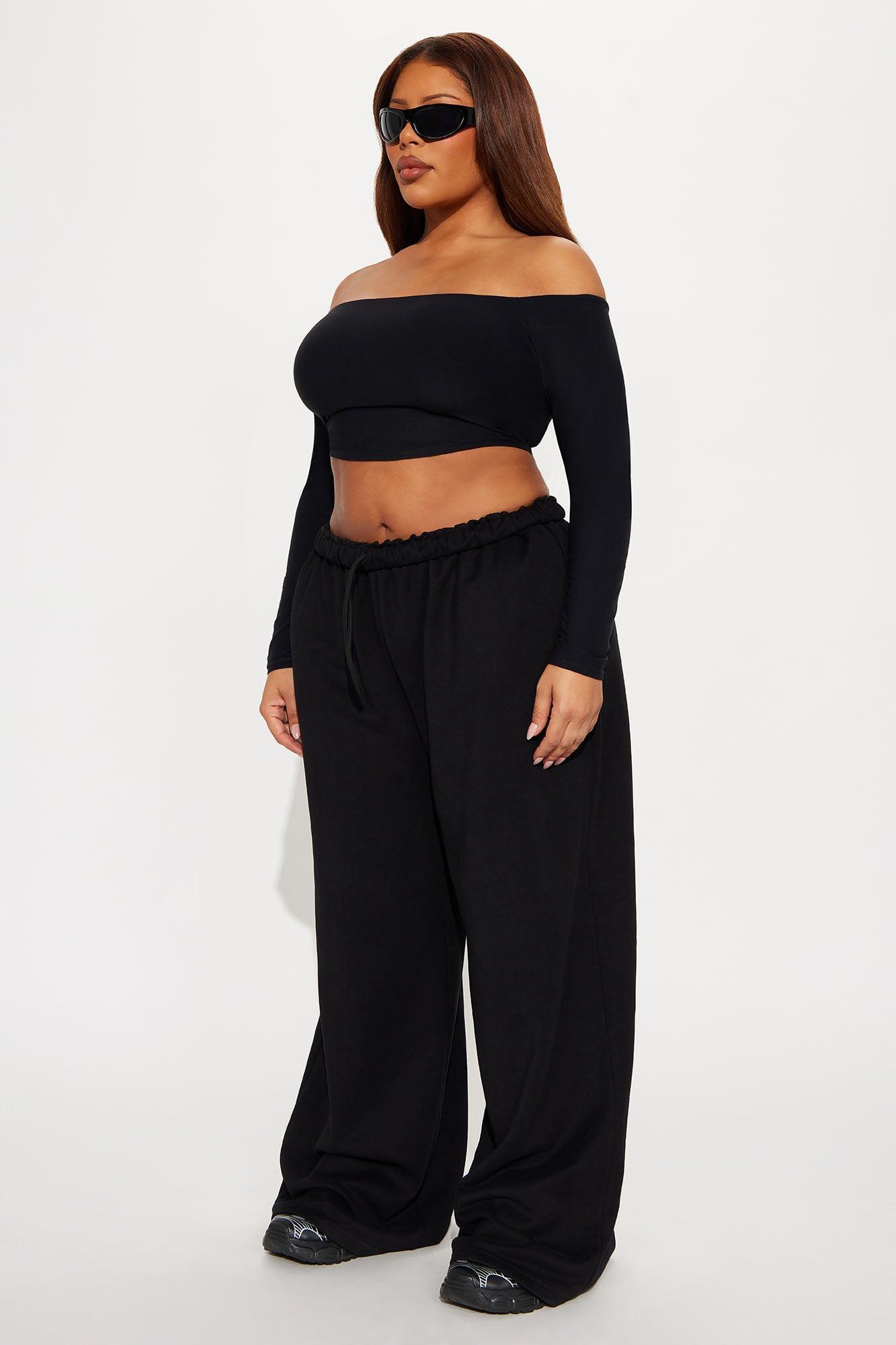 Second Skin Off Shoulder Cropped Top - Black Product Image