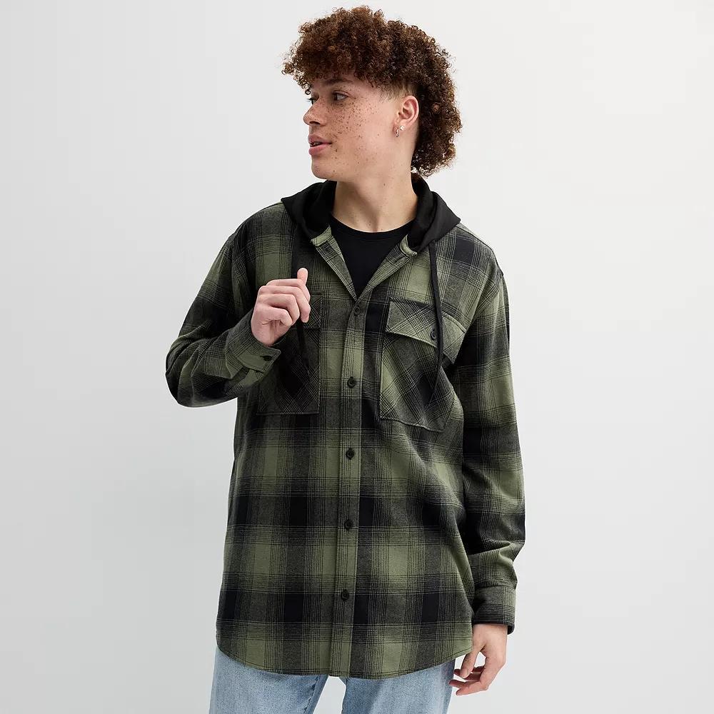 Men's Trinity Coast Hooded Flannel Shirt, Size: XXL, Green Product Image