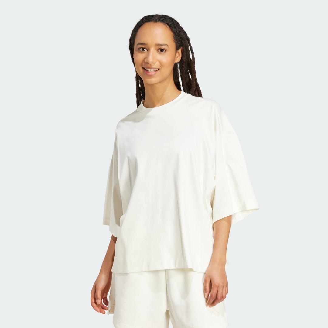 adidas Soft Lux Loose Tee Beige M Womens Product Image