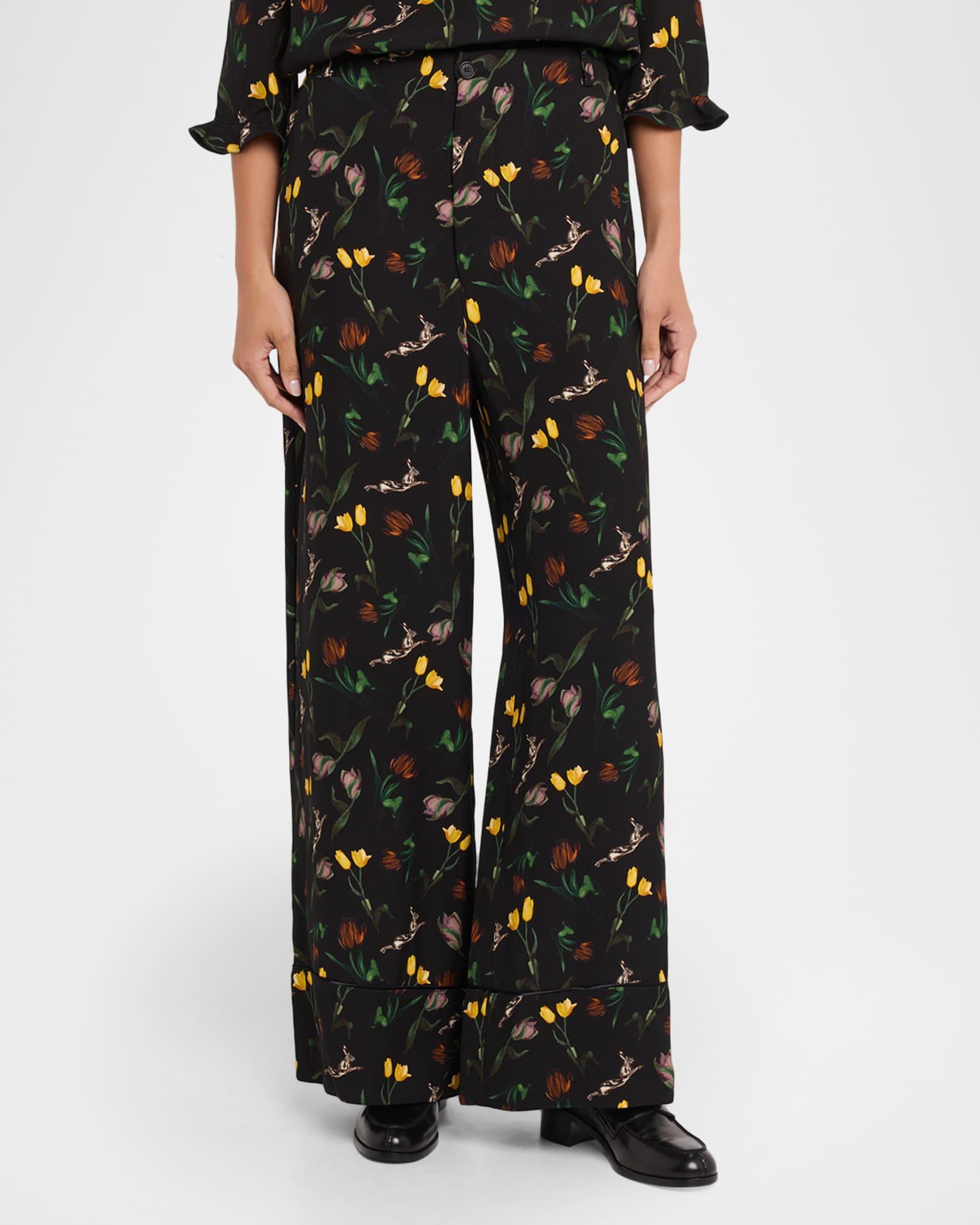 Floral Wide-Leg Trousers Product Image