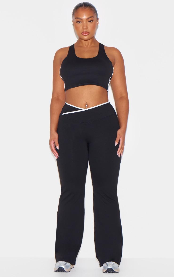 Black Sculpt Double Layer Padded Contrast Binding Sports Bra Product Image