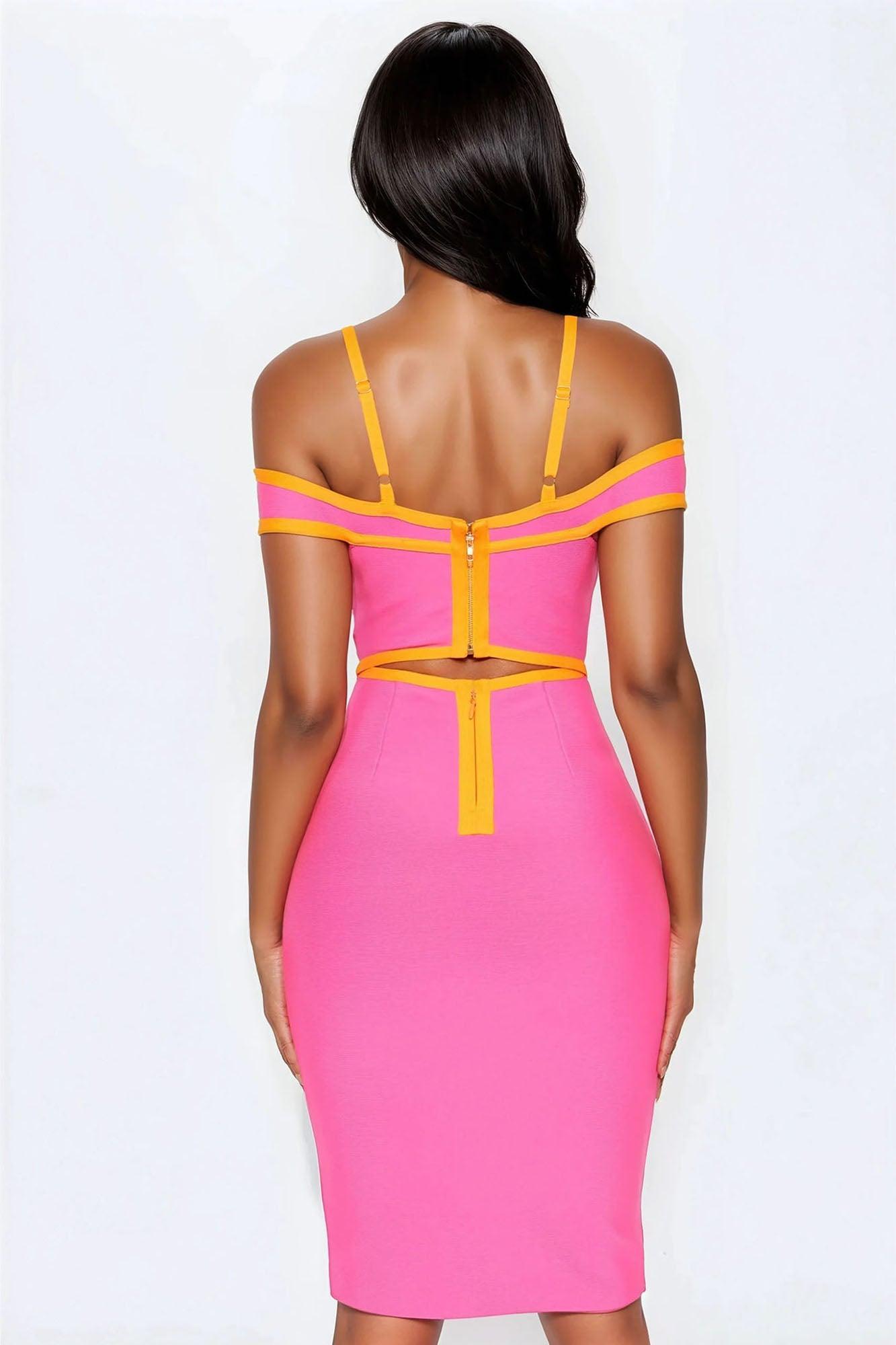 Alania Bandage Midi Dress - Hot Pink/combo Product Image