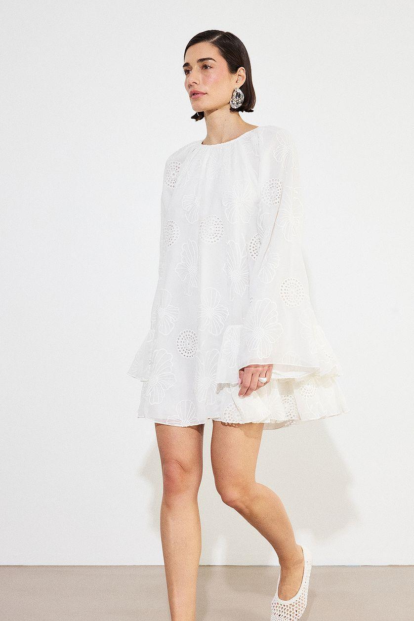 Embroidered Volume Mini Dress Product Image