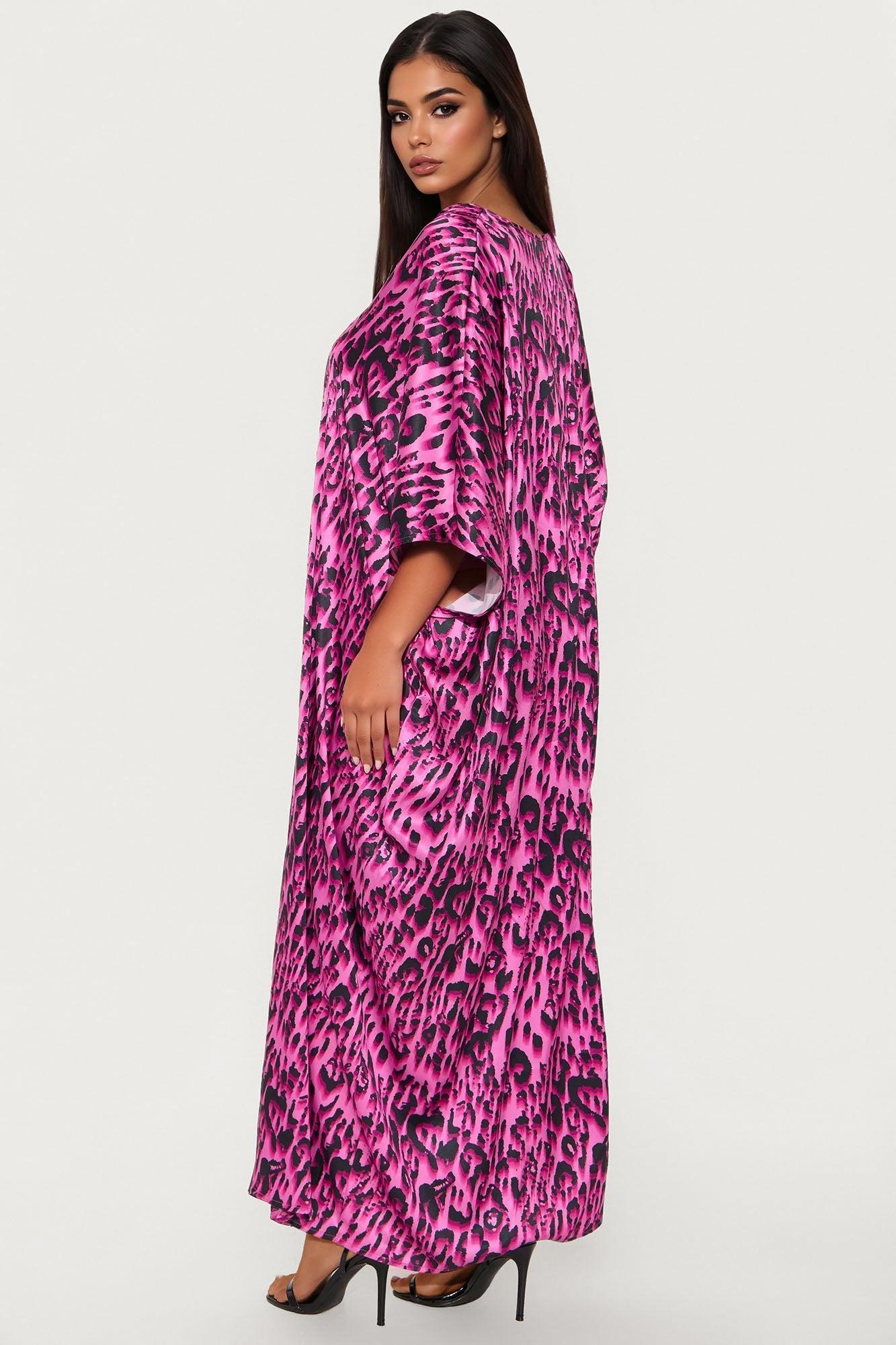 On The Daily Satin Maxi Dress - Hot Pink/combo Product Image