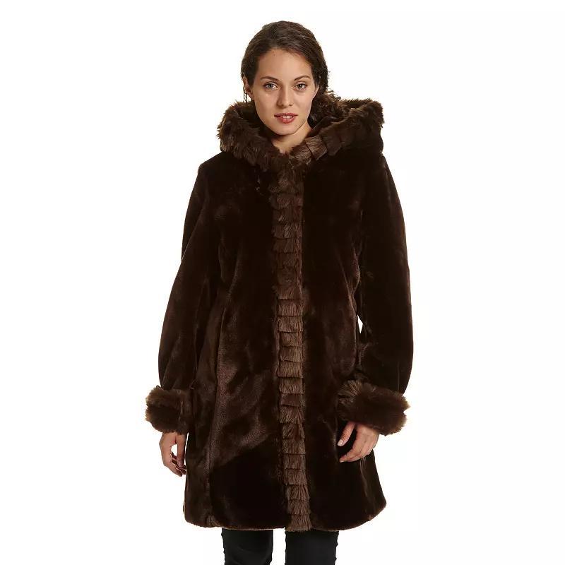 Plus Size Excelled Hooded Faux-Fur Jacket, Women's, Size: 2XL, Black Product Image