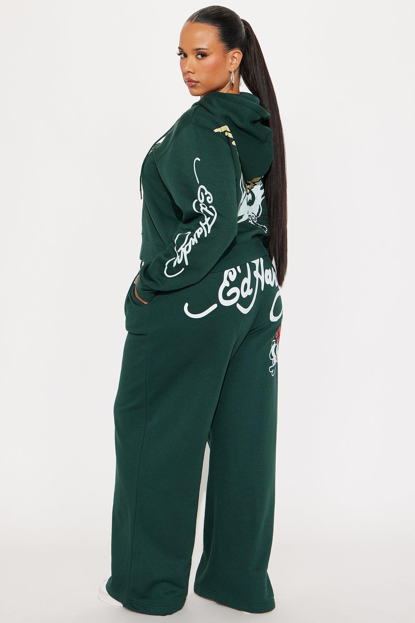 Ed Hardy Twin Flame Wide Leg Pant - Hunter Product Image