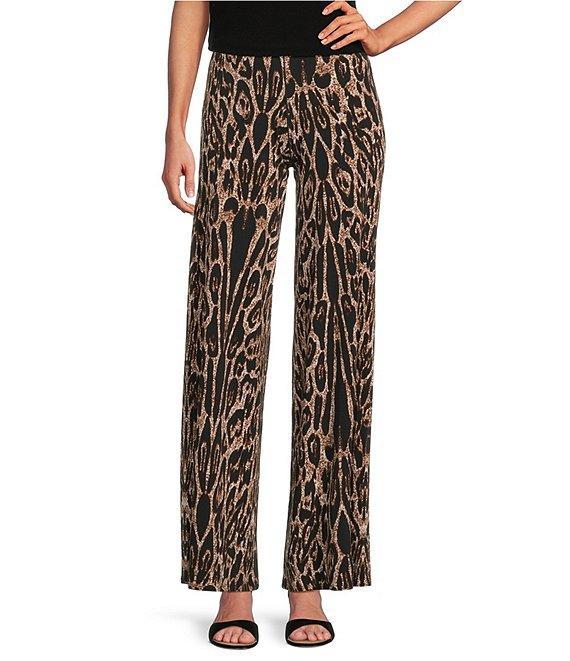 Eva Varro Coordinating Animal Print Flat Front Elastic Waist Wide Leg Pants Product Image