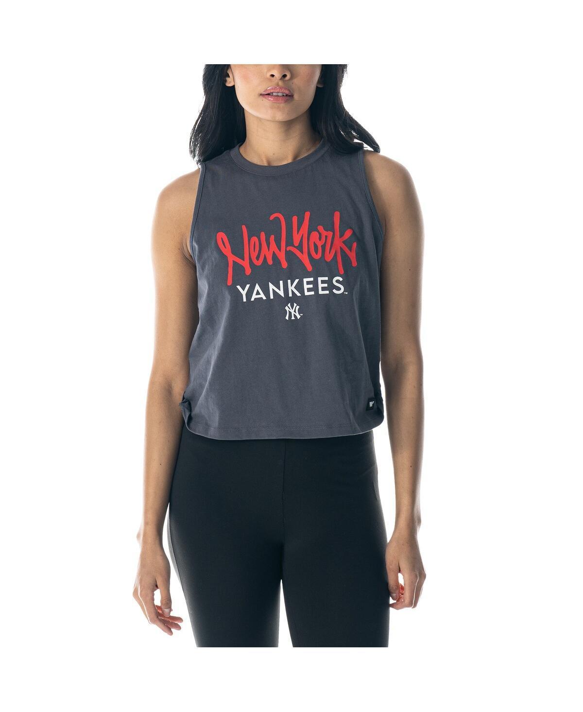 Women's The Wild Collective Charcoal New York Yankees Side Knot Tank Top, Size: Medium Product Image