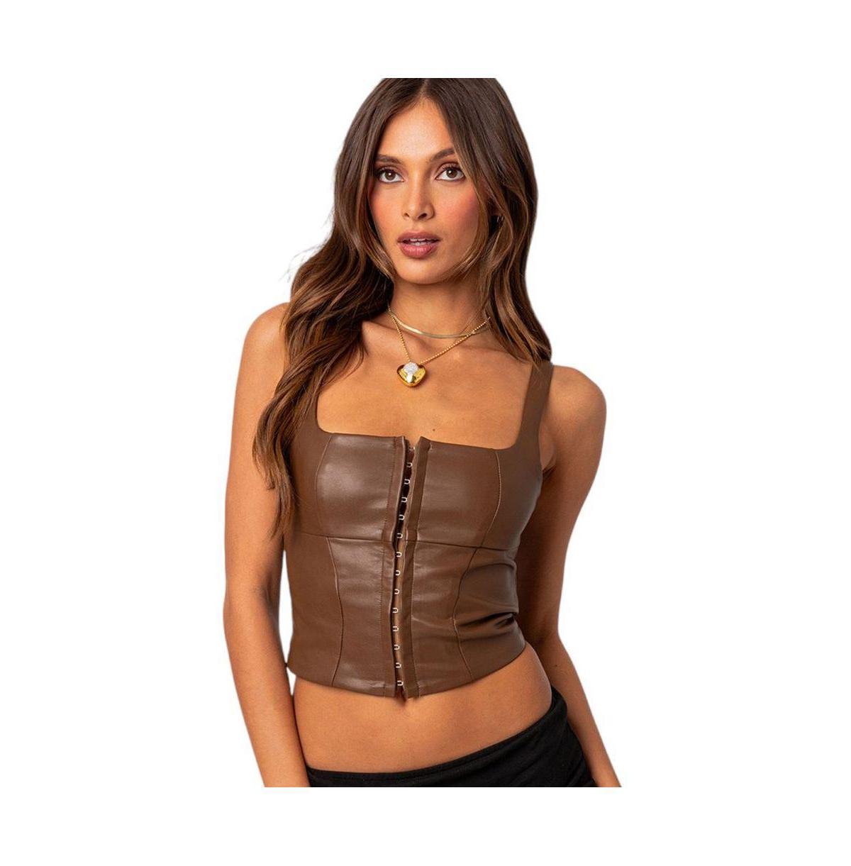 Womens Simone faux leather corset top Product Image