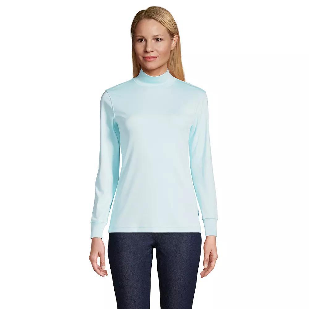 Petite Lands' End Supima Mockneck Top, Women's, Size: Medium Petite, White Product Image