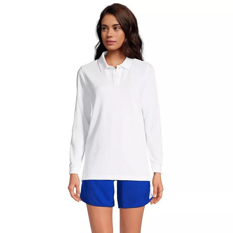 Womens Tall Lands End School Uniform Long Sleeve Mesh Polo Shirt Product Image