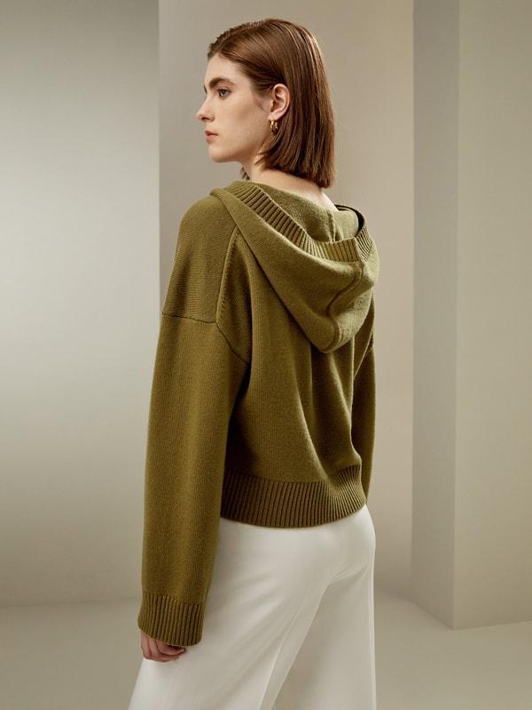 Cropped Wool-Cashmere Blend Hoodie Product Image