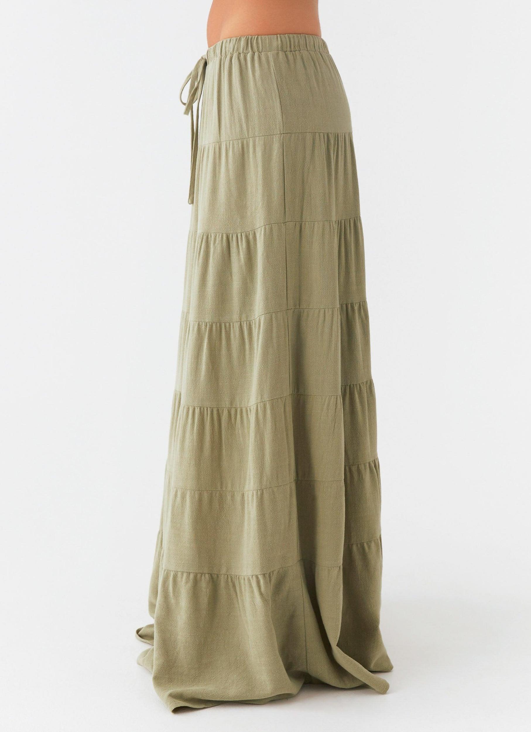Mariella Linen Maxi Skirt - Sage Product Image
