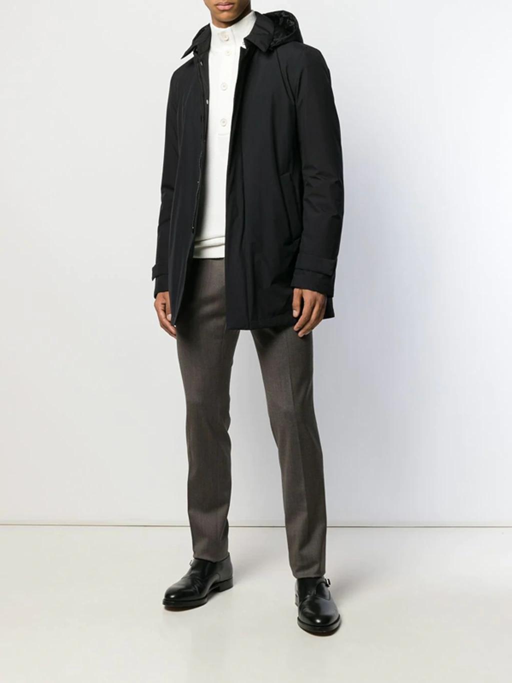 HERNO Detachable Hooded Coat In Black Product Image