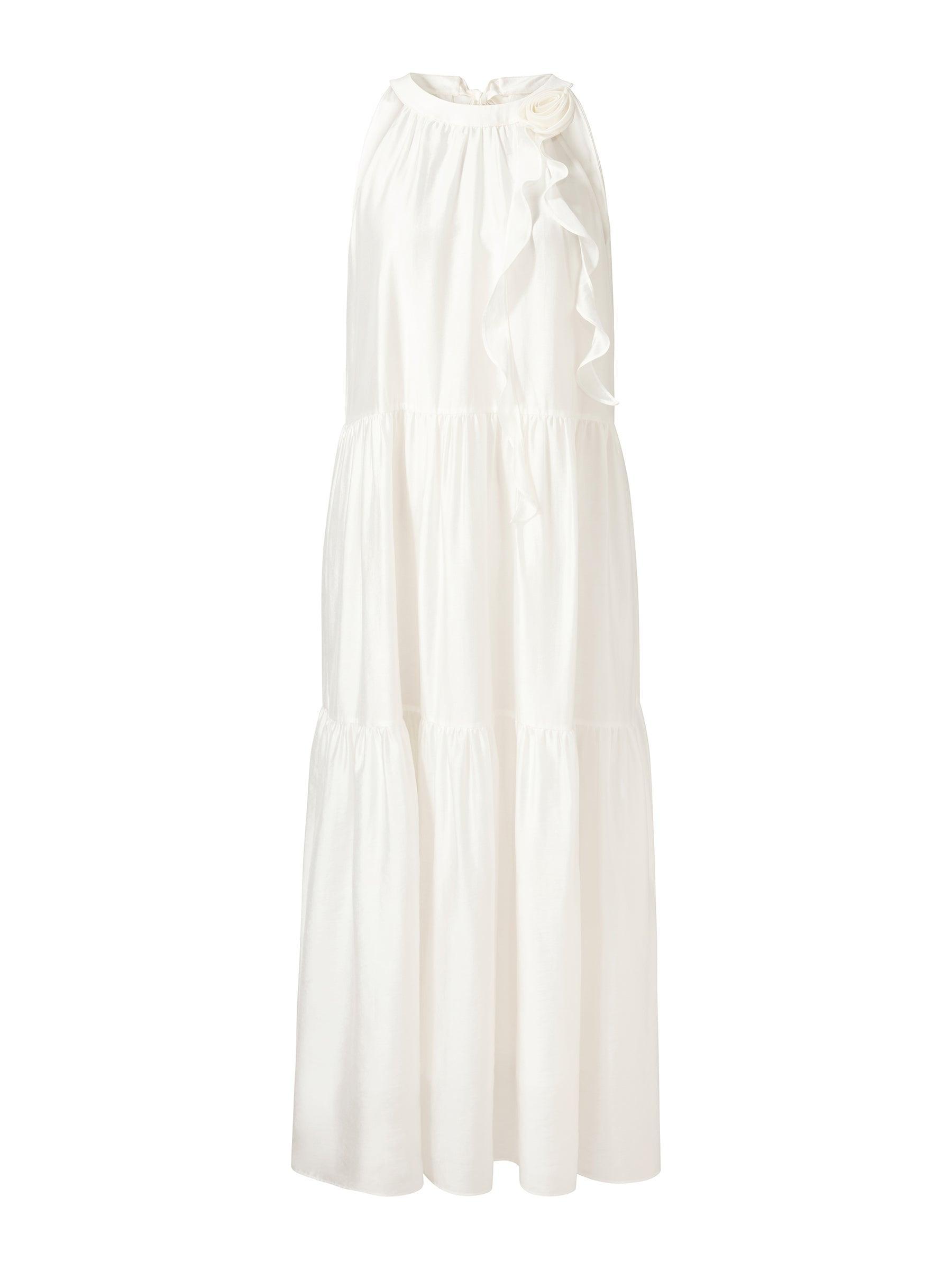 Tencel Halter Maxi Dress With Detachable Flower Product Image