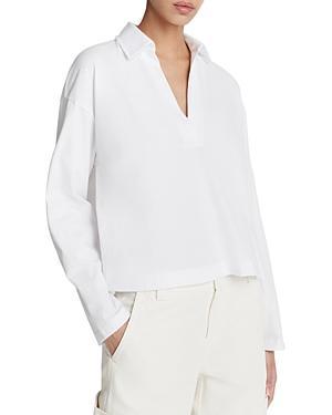 Vince Cotton Long Sleeve V Neck Top Product Image