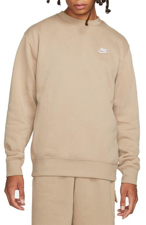 Nike Men's Club Crewneck Sweatshirt in Khaki/White at Nordstrom, Size Small Product Image