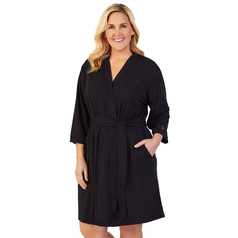 Plus Size Cuddl Duds® Essentials Wrap Robe, Women's, Size: 1XL, Black Product Image