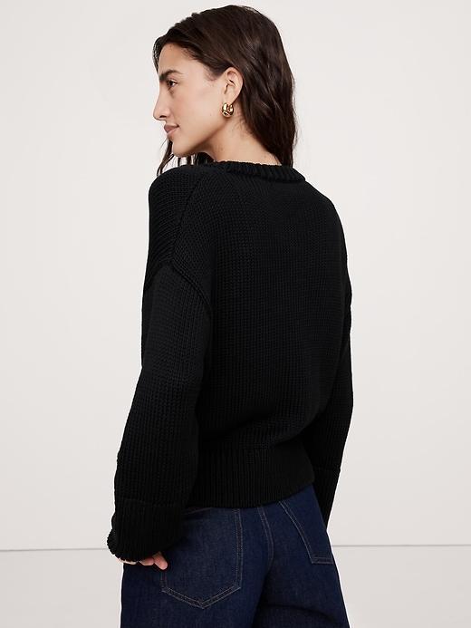 Oversized Cotton V-Neck Sweater Product Image