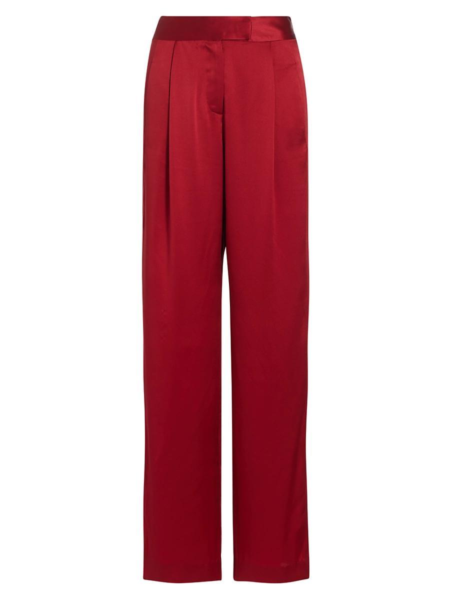 Womens Wide-Leg Silk Trousers Product Image