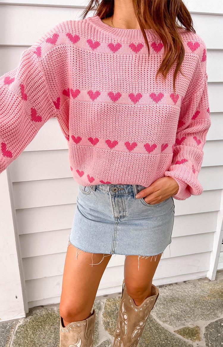 Lovey Pink Heart Stripe Jumper Product Image