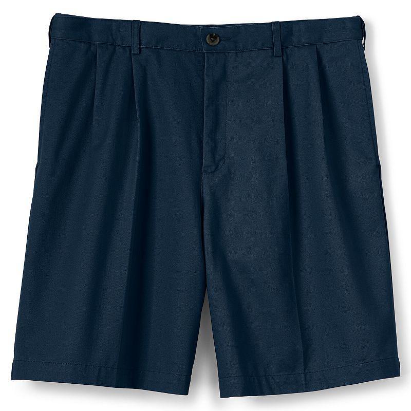 Big & Tall Lands' End Comfort Waist 9-inch No-Iron Pleated Chino Shorts, Men's, Size: 46, Black Product Image