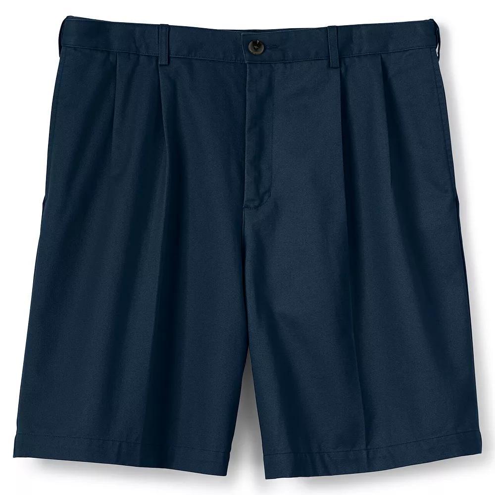 Men's Lands' End Comfort Waist 9-inch No-Iron Pleated Chino Shorts, Size: 37, Radiant Blue Product Image