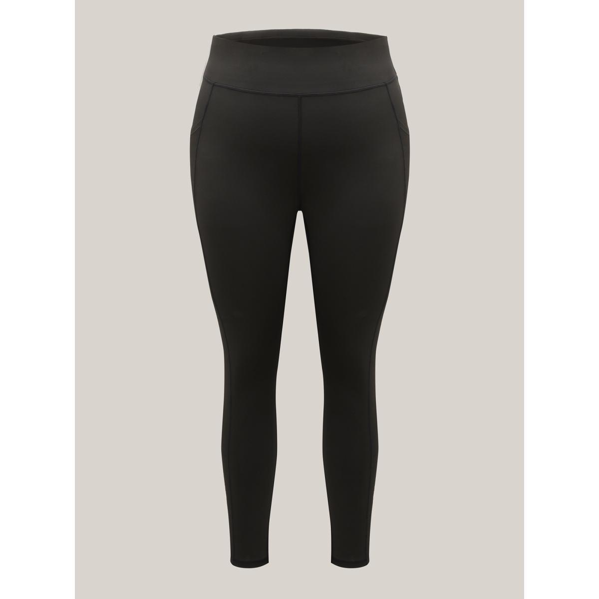 Plus Size Stretchy Wide-Waistband Tight-Fit Leggings Women Black Everyday-Casual Leggings BloomChic 18-20/2X Product Image