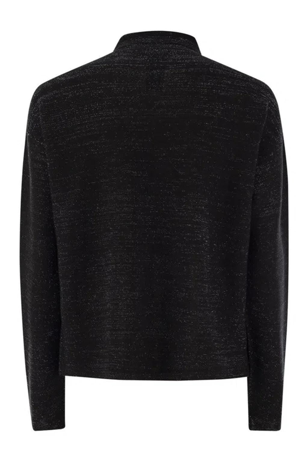 FABIANA FILIPPI Cotton And Lurex Polo Neck Sweater In Black Product Image