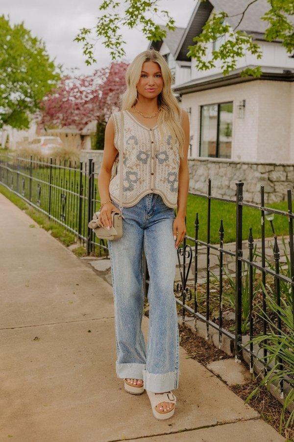 The Carter High Waist Wide Leg Jean in Medium Wash Product Image