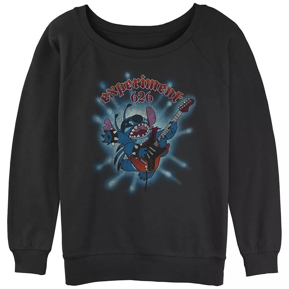 Disney's Lilo & Stitch Juniors' Rocker Stitch Slouchy Terry Graphic Pullover, Girl's, Size: Small, Black Product Image
