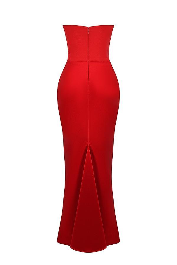 Persephone Scarlet Strapless Corset Maxi Dress Product Image