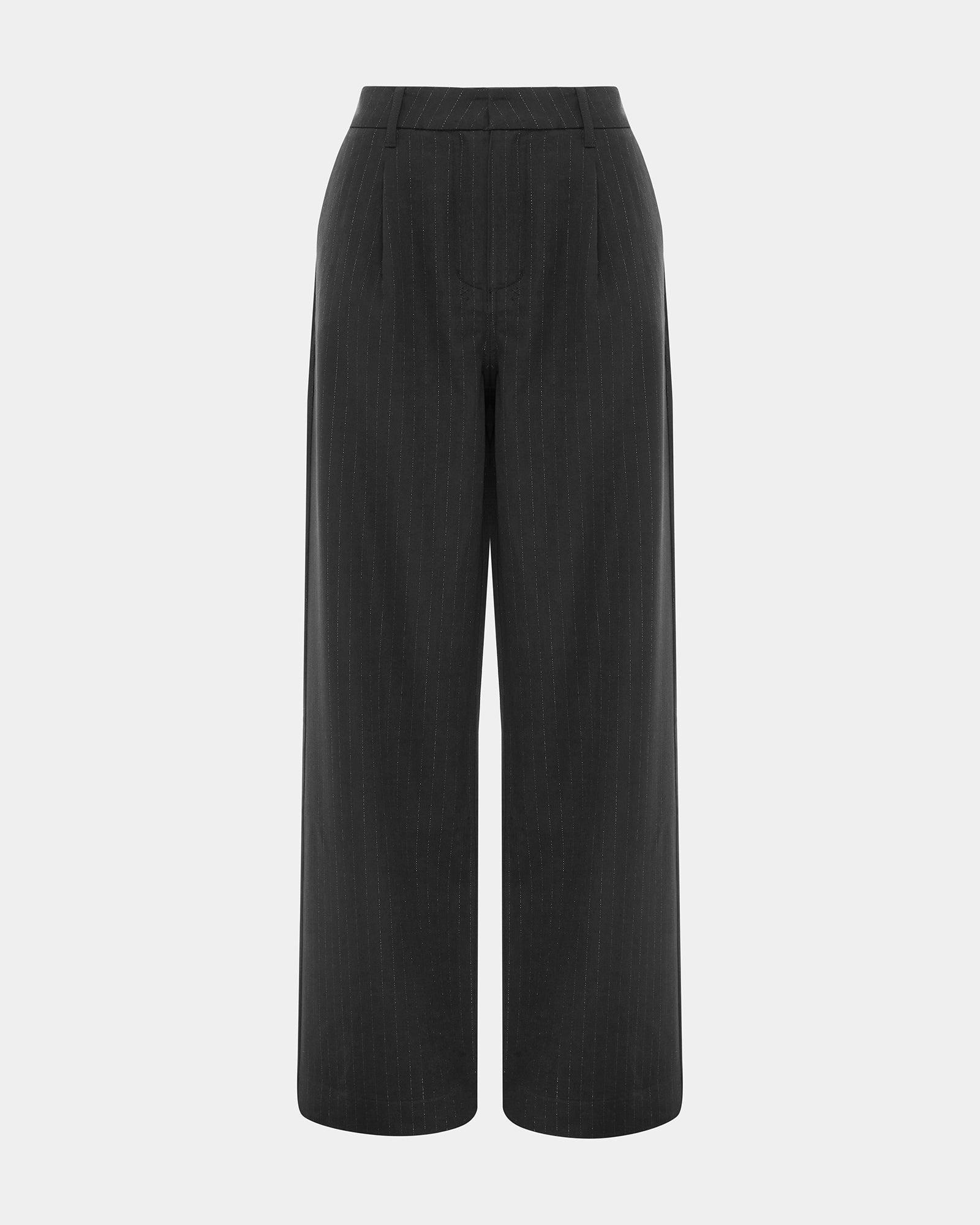 Plus Size Linen Blend Drawstring Split Hem Wide Leg Pants Women Indigo Casual Wide Leg Mid Rise Everyday Pants BloomChic 10/M Product Image