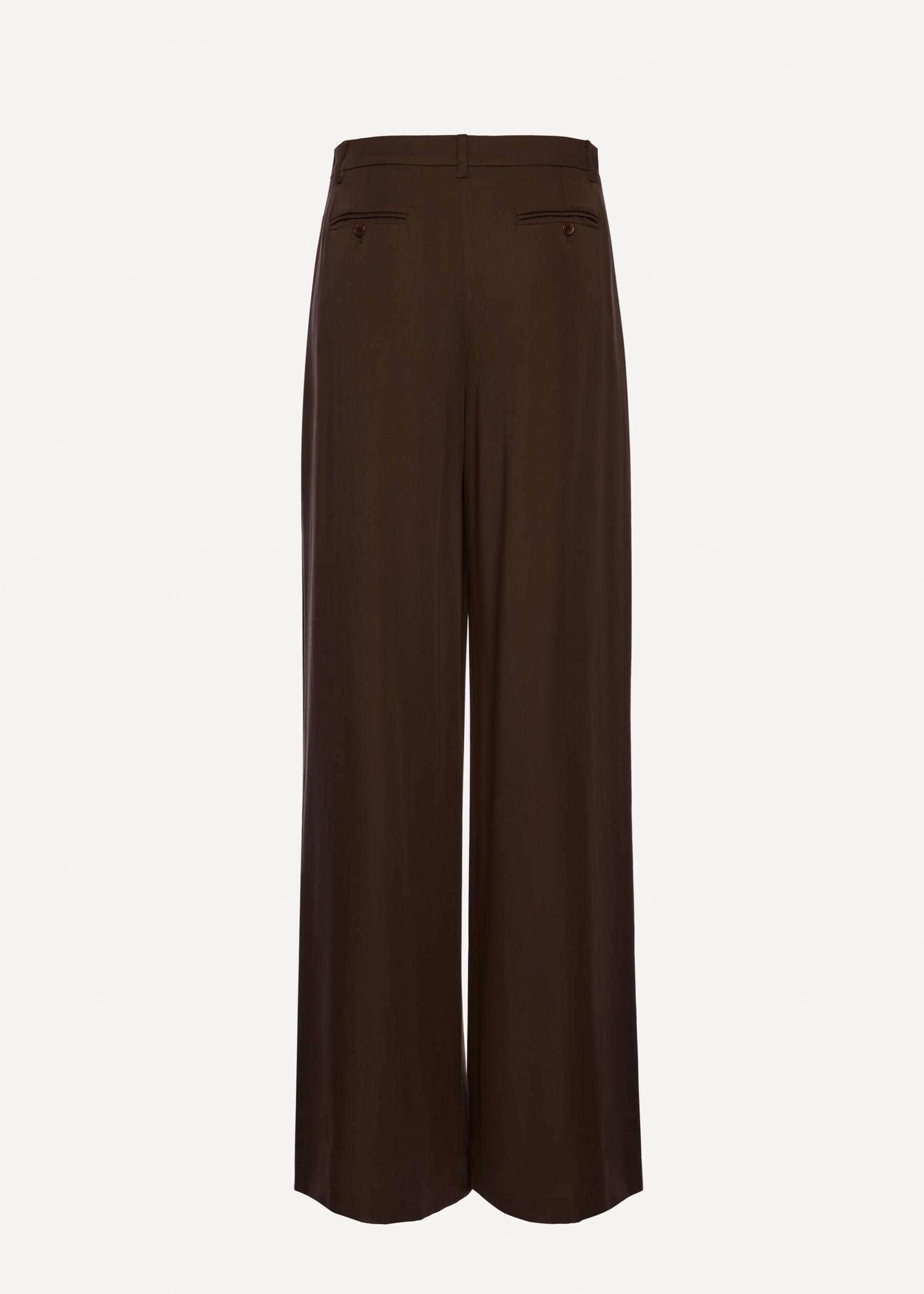 Wide-leg lyocell trousers in brown Product Image