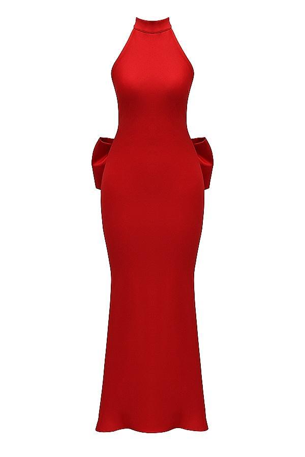 Ilaria  red bow halter dress Product Image