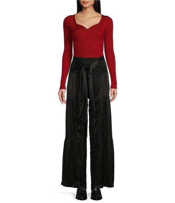 Angie Tie Waist Wide Leg Tier Pants Product Image