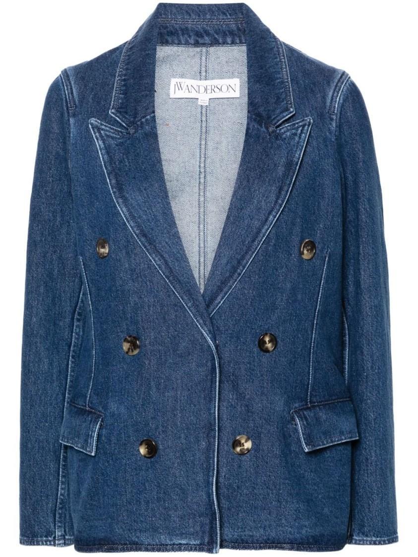 JW ANDERSON Double-breasted Denim Blazer In Blue Product Image
