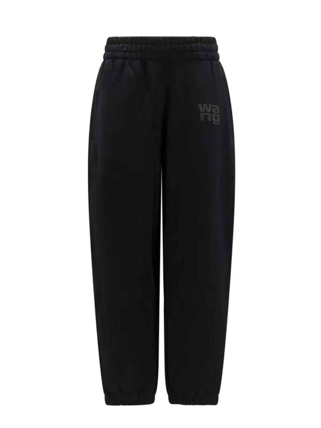 ALEXANDER WANG T Jogging Cotton Trouser With Logo In 001 Black Product Image