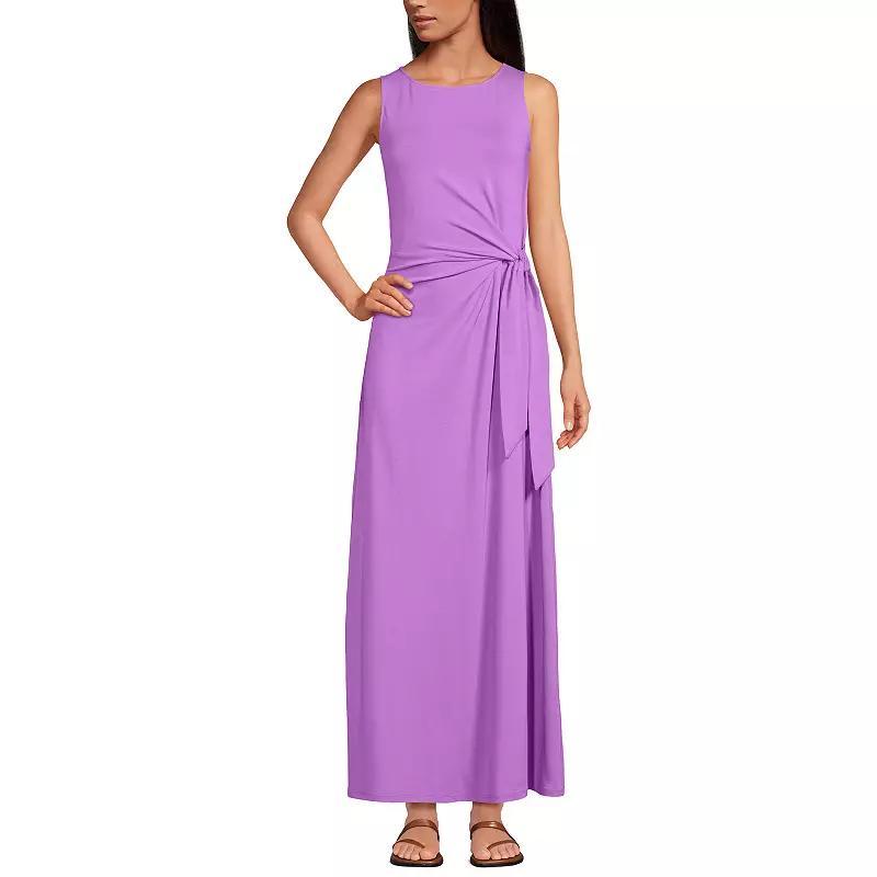 Women's Lands' End Cotton Modal Sleeveless Tie Waist Maxi Dress, Size: XS, Black Product Image
