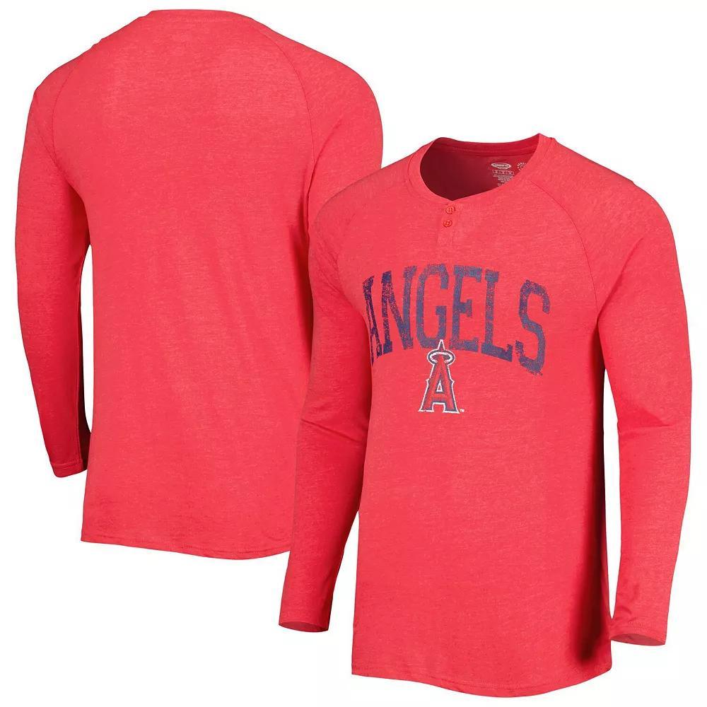 Men's Concepts Sport Red Los Angeles Angels Inertia Raglan Long Sleeve Henley T-Shirt, Size: 2XL Product Image