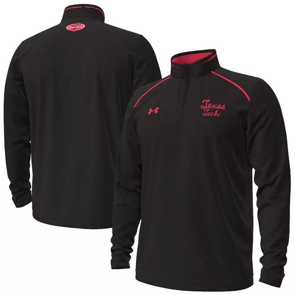Men's Under Armour Black Texas Tech Red Raiders Throwback Cursive Quarter-Zip Pullover Top, Size: Large Product Image