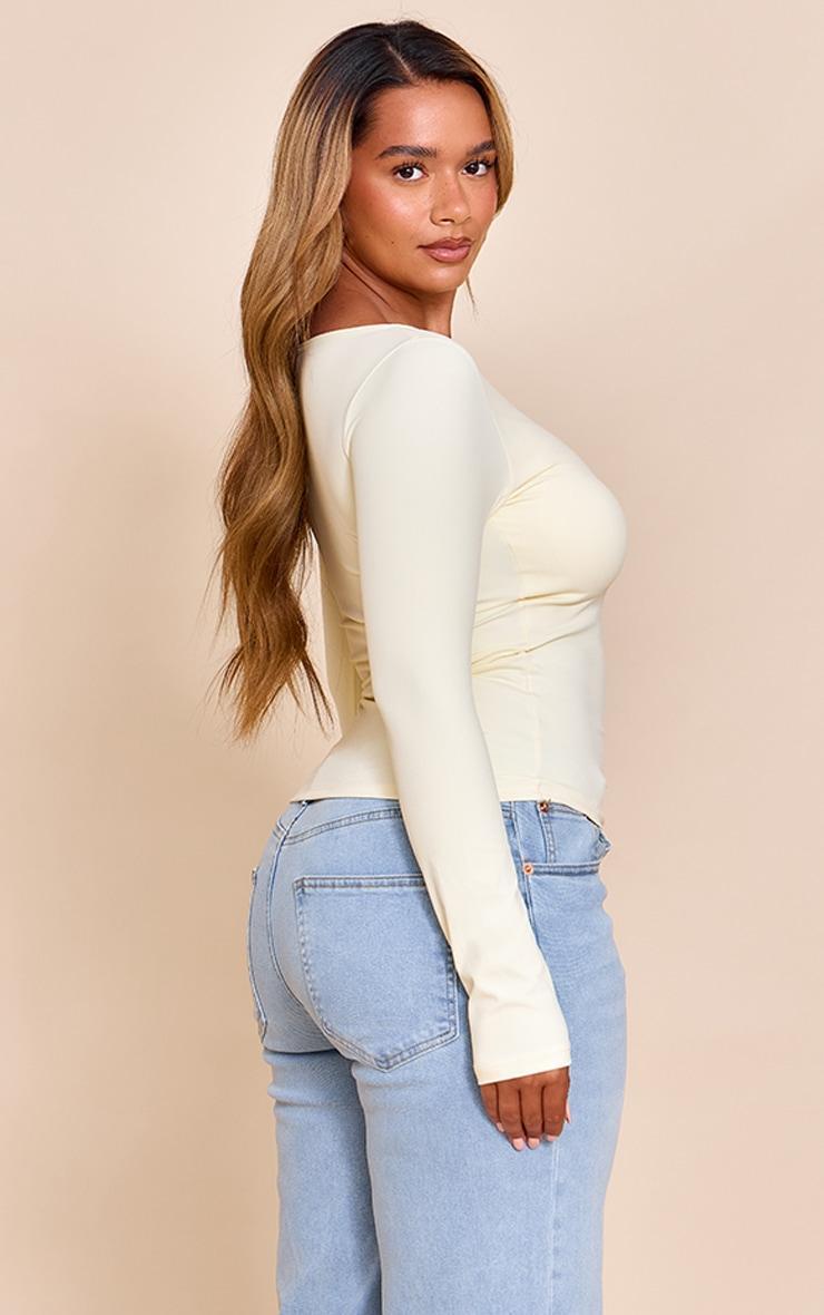 Shape Butter Cream Built In Bra Sculpt Boat Neck Long Sleeve Top Product Image