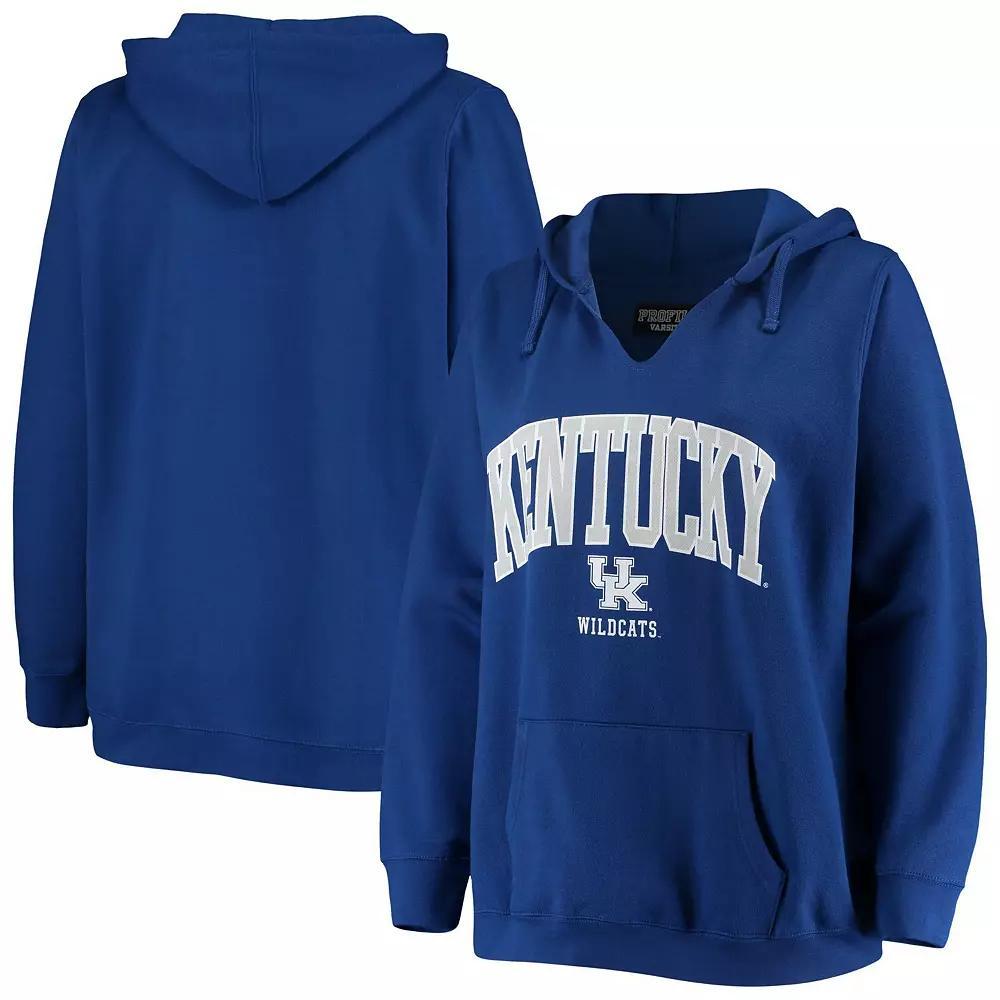 Women's Royal Kentucky Wildcats Plus Size Notch Neck Pullover Hoodie, Size: 2XL, Blue Product Image