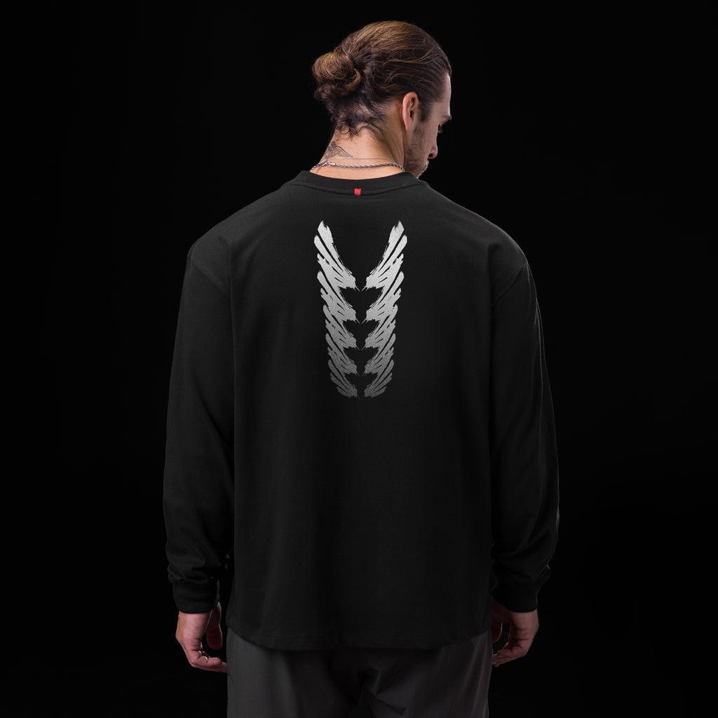 0851. Tech Essential™ Relaxed Long Sleeve  -  Black "Brush Stroke" Product Image